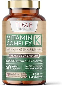 Vitamin K Complex | High Strength 6700ug Per Serving | 60 Capsules | Triple Mix K1 + K2 (MK-7 + MK-4) | Heart & Bone Support | Additive Free | UK Made to GMP Standards | Vegan (60 Count (Pack of 1))