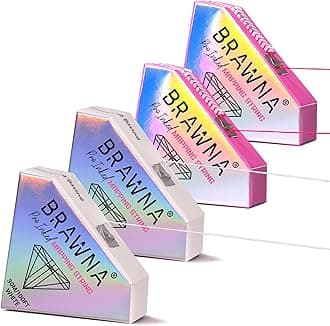 BRAWNA 30 Meters White and Pink Eyebrow and Lip Mapping String - Brow Measuring Tool - PMU Supplies - Microblading Kit - Brow Lamiantion and Henna Supplies - 4 pack