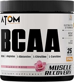 AS-IT-IS ATOM BCAA 250g with L-Arginine, L-Carnitine, L-Citrulline for Energy Burst & Athletic Performance, Classic Rose