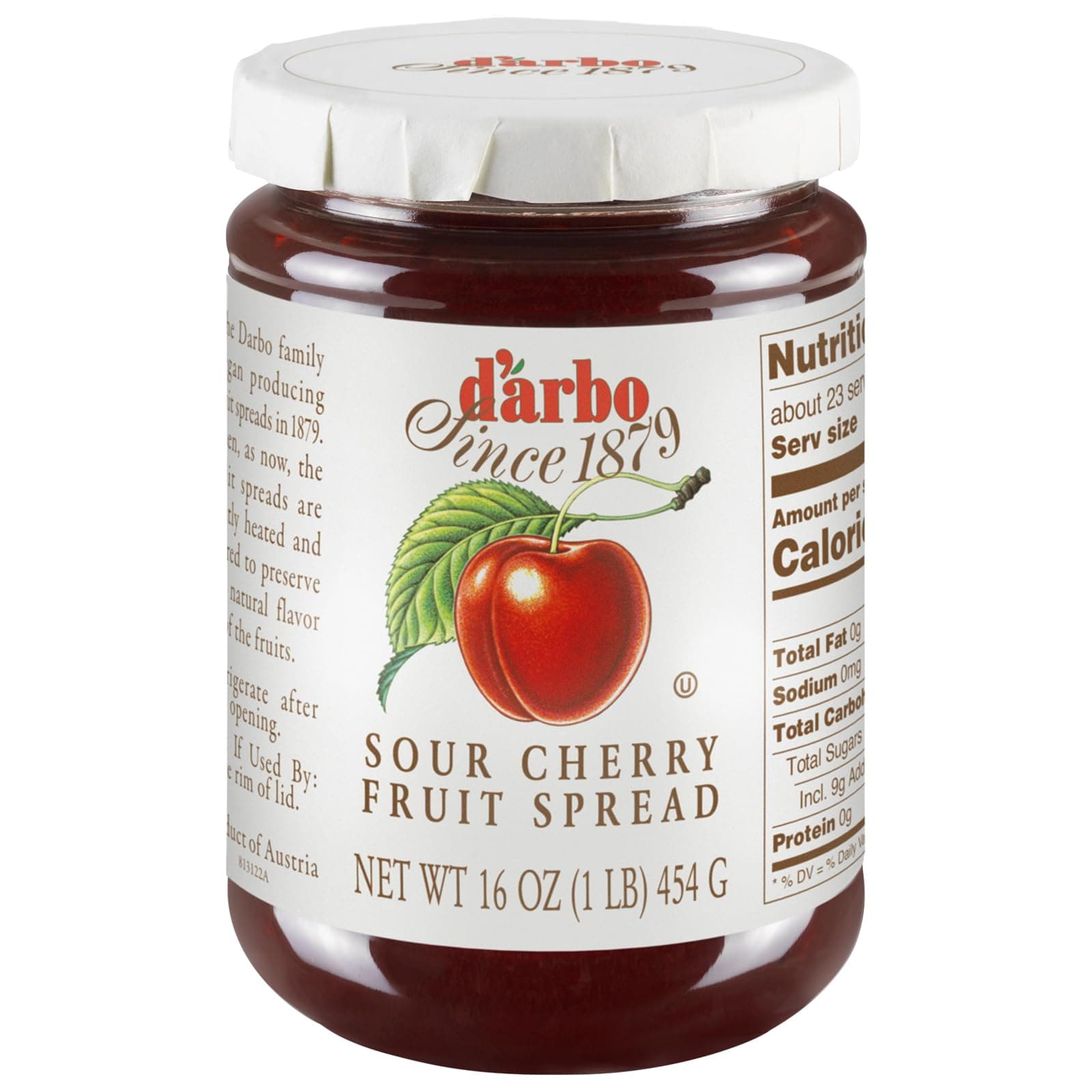d'arbo All Natural Fruit Spread Marasque, Sour Cherry, 16 Oz