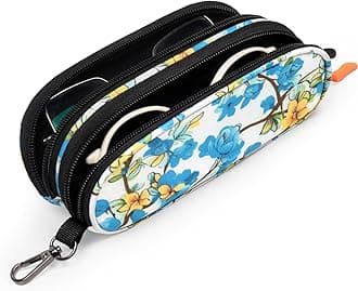 Double Eyeglasses Case Soft Portable Zipper Sunglasses Pouch with Keychain Clip for Men Women