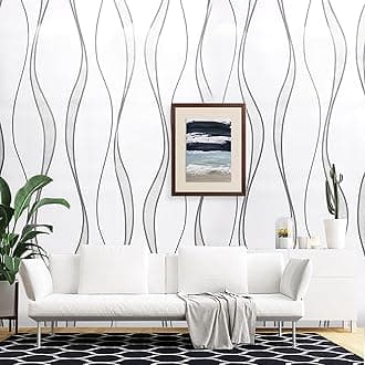 Beige Stripes Wallpaper Glitter Effect Textured 3D Flocking Embossed Wallpapers Non-Woven Stripes Wall Paper Roll for Adults Kids Bedroom Living Room Hallway Stairs Lounge