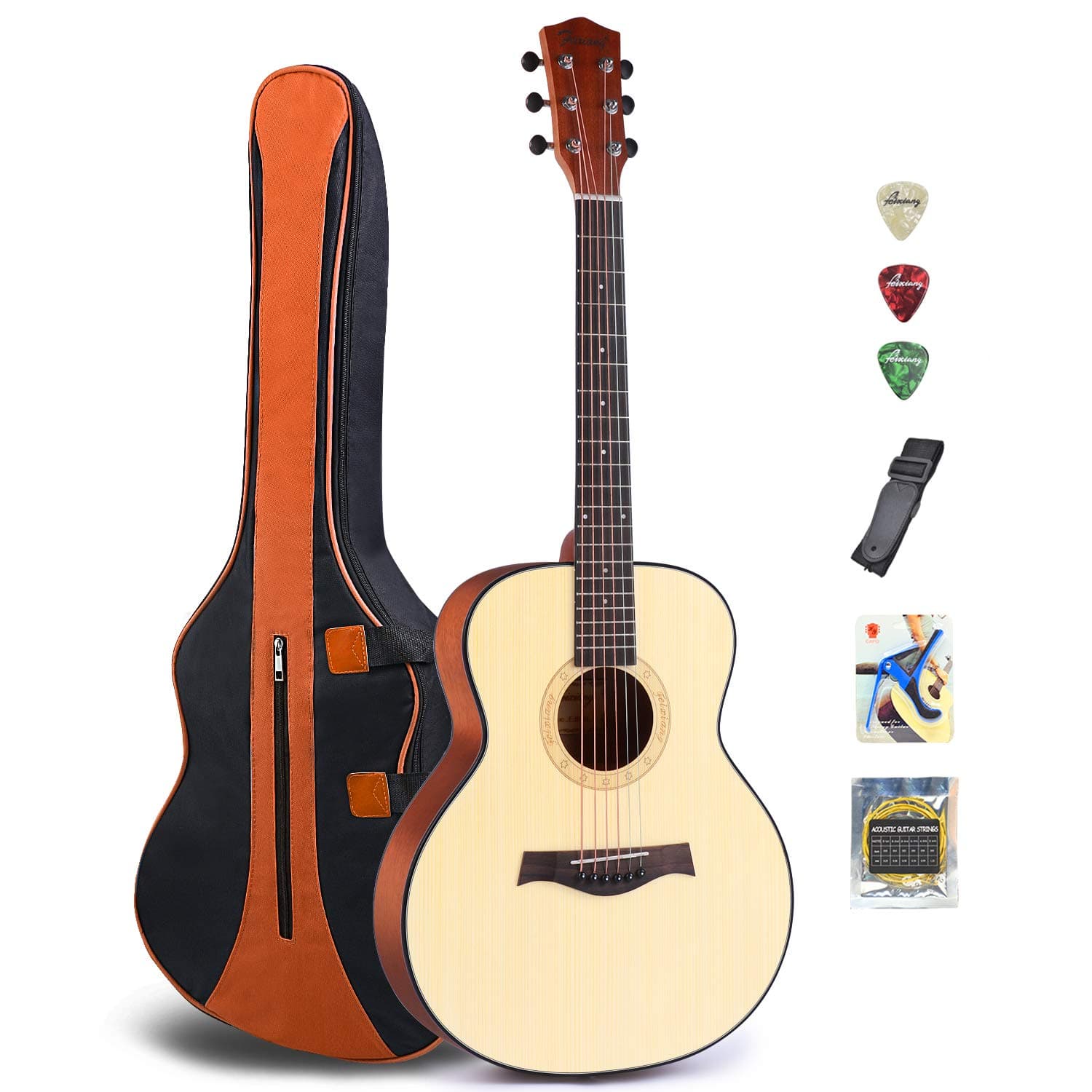 Acoustic Guitar for Guitar Beginner 36 Inch 3/4 Size Classical Travel Guitar Bundle with Gig Bag Capo Strings Strap Picks (36-Re)