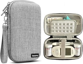 Diabetic Supplies Bag Blood Sugar Test Kit Case Organizer For Blood Glucose Monitor / Meter, Diabetes Test Strips, Lancets, Lancing Device, Insulin Pen, Syringes, Pills, Alcohol Wipe (B-Gray, Large)