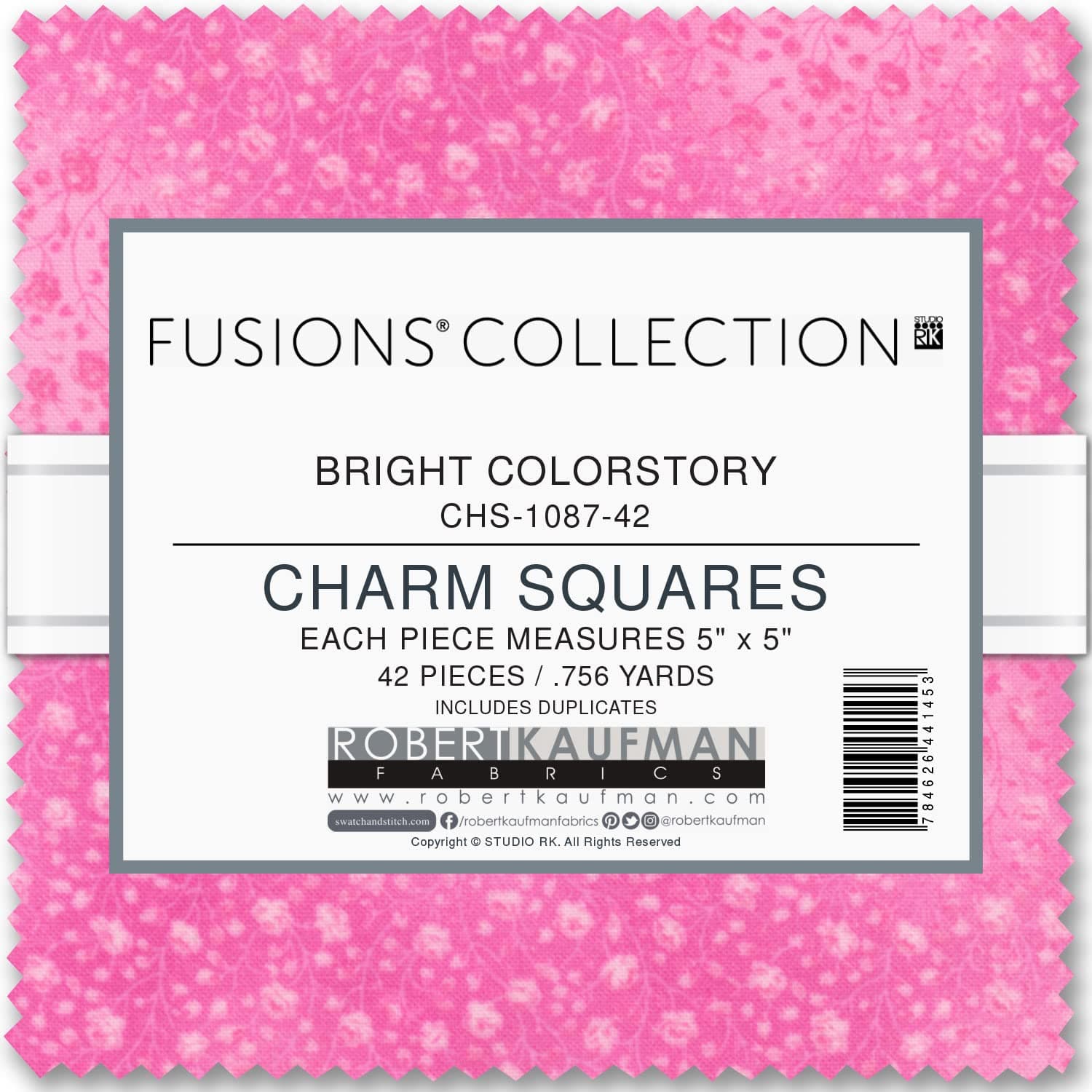 Fusions Bright Charm Square 42 5-inch Squares Charm Pack Robert Kaufman Fabrics CHS-1087-42