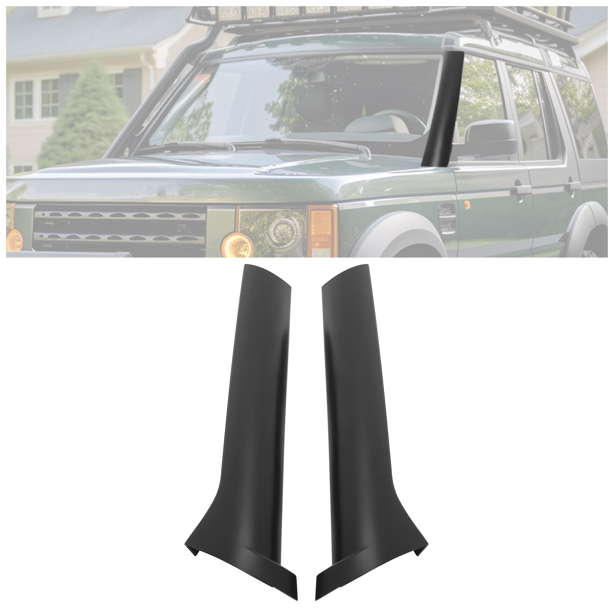 KUAFU Windshield Pillar Trim Compatible with 1999-2004 Land Rover Discovery 2 Replacement for DCB500060PMA DCB500070PMA Painted Black Pair