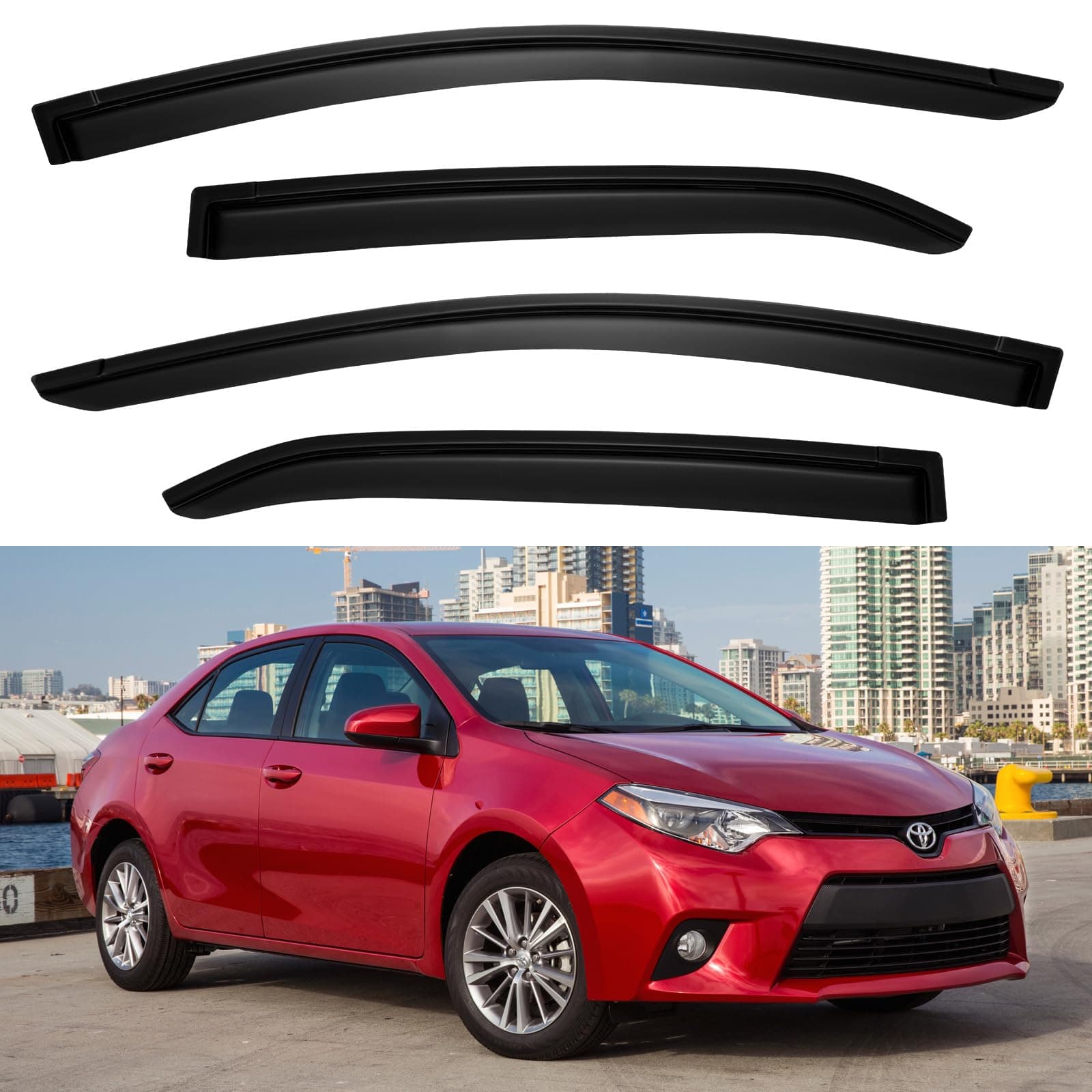 Window Visors Rain Guards for Toyota Corolla 2014-2019, Out-Channel Window Vent Wind Deflectors Visors Shades for 14-19 Corolla