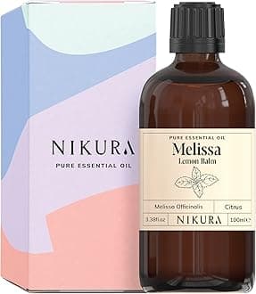 nikuraMelissa (Lemon Balm) Essential Oil - 100ml | 100% Pure Natural Oils | Perfect for Aromatherapy, Diffusers, Humidifier, Bath | Great for Self Care, Massage, Skin | Vegan & UK Made
