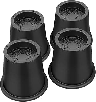 Bed Risers 4 Inch Heavy Duty, Round Furniture Risers for Bed Desk Table Sofa Couch，Bed Lifts Risers, Support up to 3300 Lbs(New 4 Pack Black)