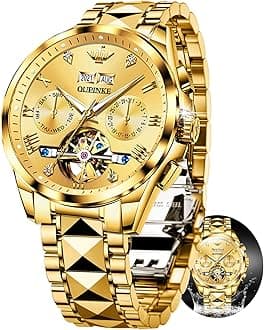 Men's Casual Fashion Waterproof Gold Stainless Steel Band Quartz Gold Watches Gifts for Men