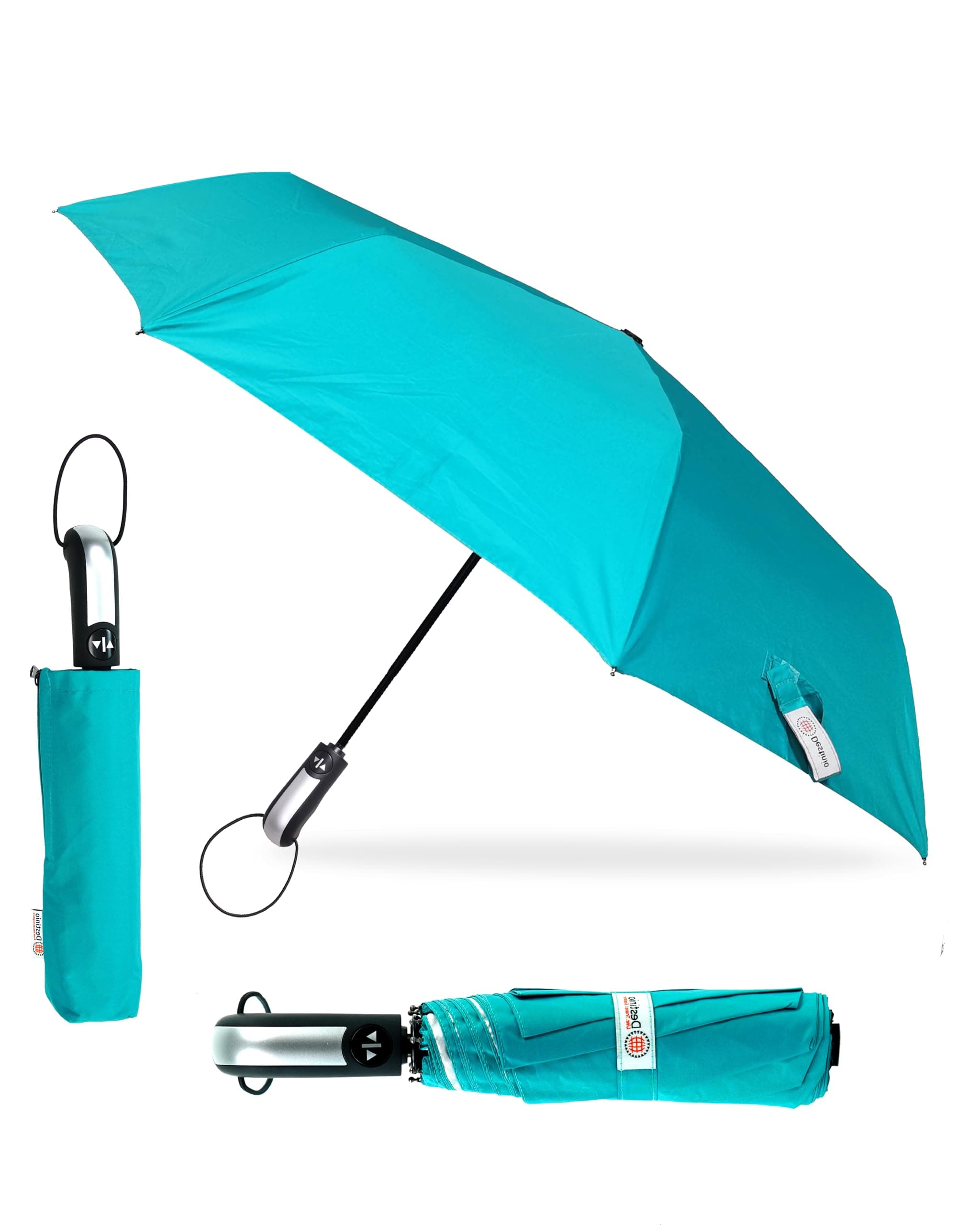 Destinio Umbrella for Man - Large Size, Fully Automatic, Windproof Fibreglass Ribs, UPF 50+ Sun Protection, Premium 210T Pongee, Foldable Umbrella for Rain with Travel Cover for Men and Women - 3 fold Compact Easy to Carry (Auto open auto close)