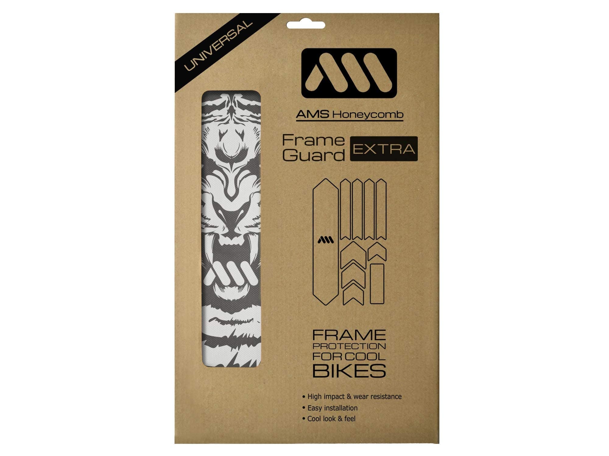 All Mountain Style Bike Frame Protector Extra - Universal Fit, 10-Piece Set for Down Tube, Chainstay, Cable Wear, High-Impact Honeycomb PVC