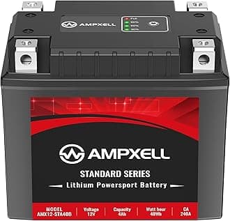 Lithium Motorcycle Battery 12V 240A 4Ah Replacement YB9A-A YTX14AH-BS BTX14AH-BS,Powersport Motorcycle, ATV, UTV, Moped, 4 Wheeler and Generator Battery etc,Polarity [+ - ]