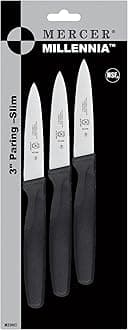 Mercer Culinary M23903 Millennia Black Handle, 3-Inch Slim Paring Knives (3-Pack), Paring Knife
