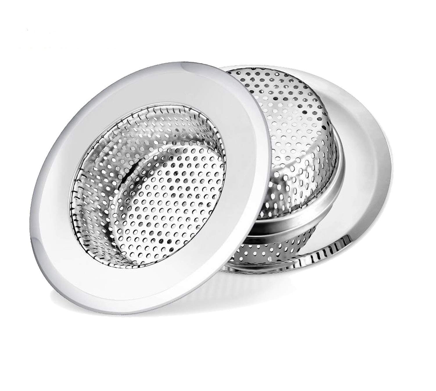 2 Pack Sink Drain Strainer, Stainless Steel Kitchen Sink Strainer Drain Plug Filter Strainer with Large Wide Rim 4.5" for Kitchen