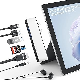 Surface Pro 9 Hub 4K HDMI, USB-C Thunerbolt 4 (Video+Data+100W PD Charging), 2x USB3.0, SD TF Card Reader, 3.5mm Audio Port Surface Pro9 USB Hub Triple Display (Surface Pro 9+HDMI+USB C) for Surface