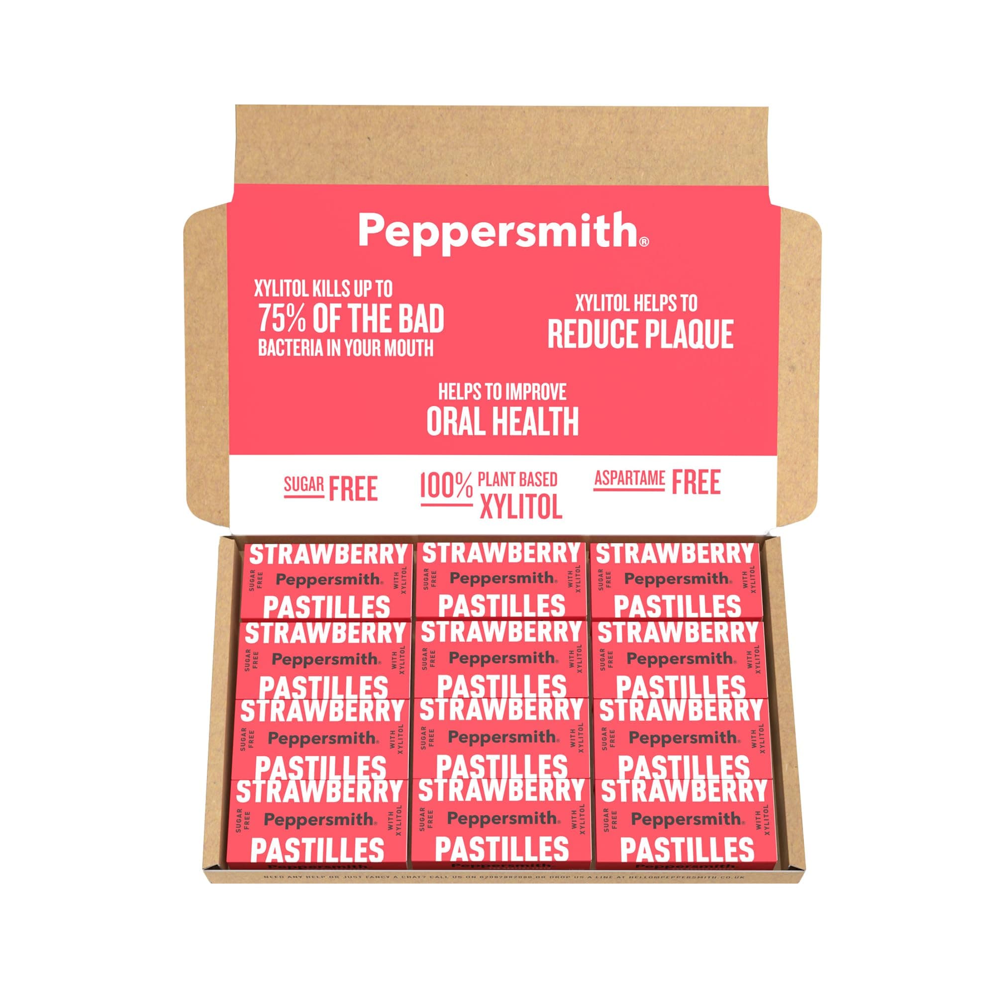 Peppersmith Strawberry Dental Mints 12x15g