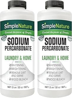 Sodium Percarbonate (4 lbs total, 2 pack of 2 lbs) - Versatile Biodegradable Scent-Free Cleaner for Home, Laundry, and Decking - Pure Oxygen Bleach - Convenient Container with Scoop