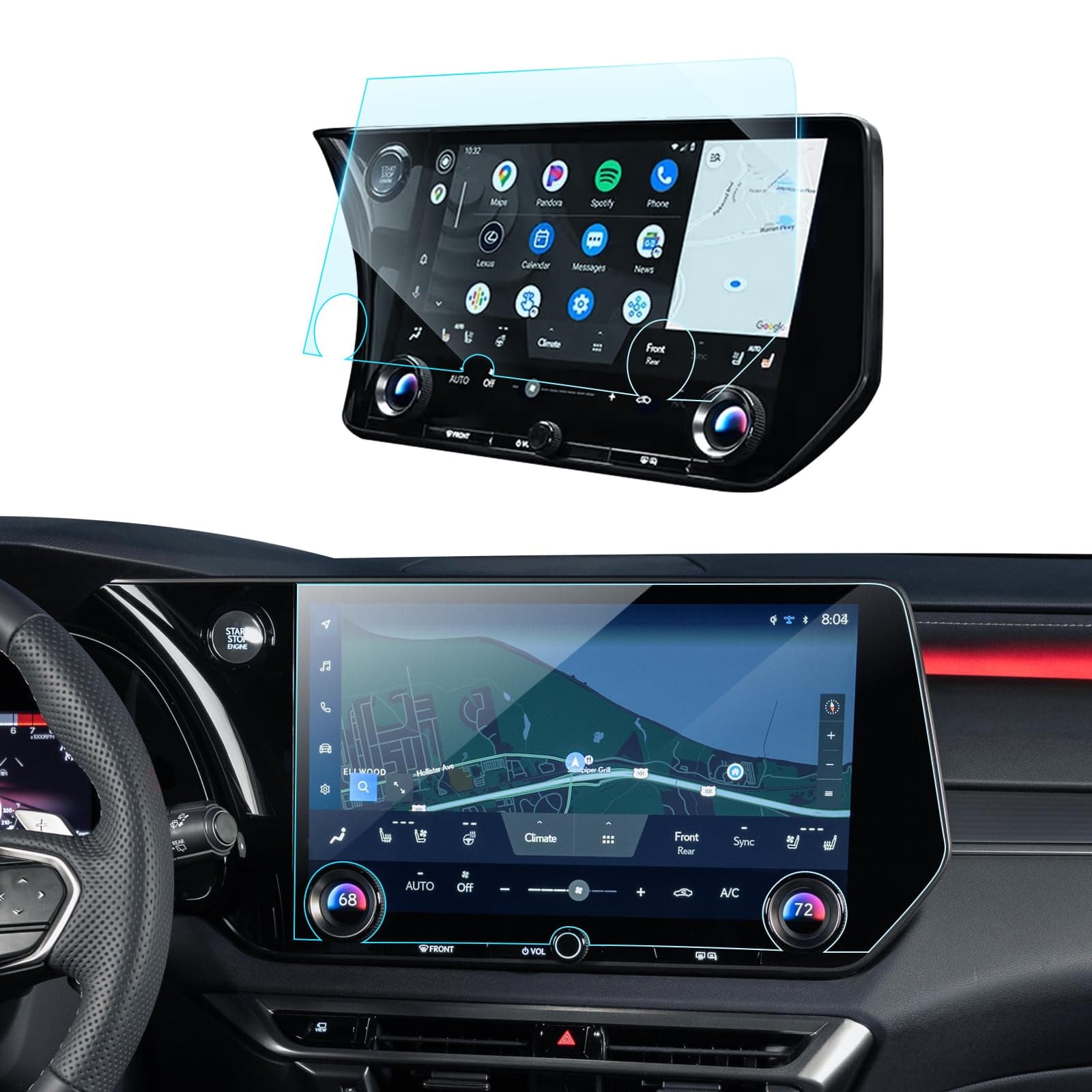 RX 350 Screen Protector for 2023 2024 2025 2026 Lexus RX350 & TX350 Accessories 14" Tempered Glass GPS Navigation Touchscreen Protector for RX 350/350h/500h & 2024 2025 2026 TX 350/500h HD Clear