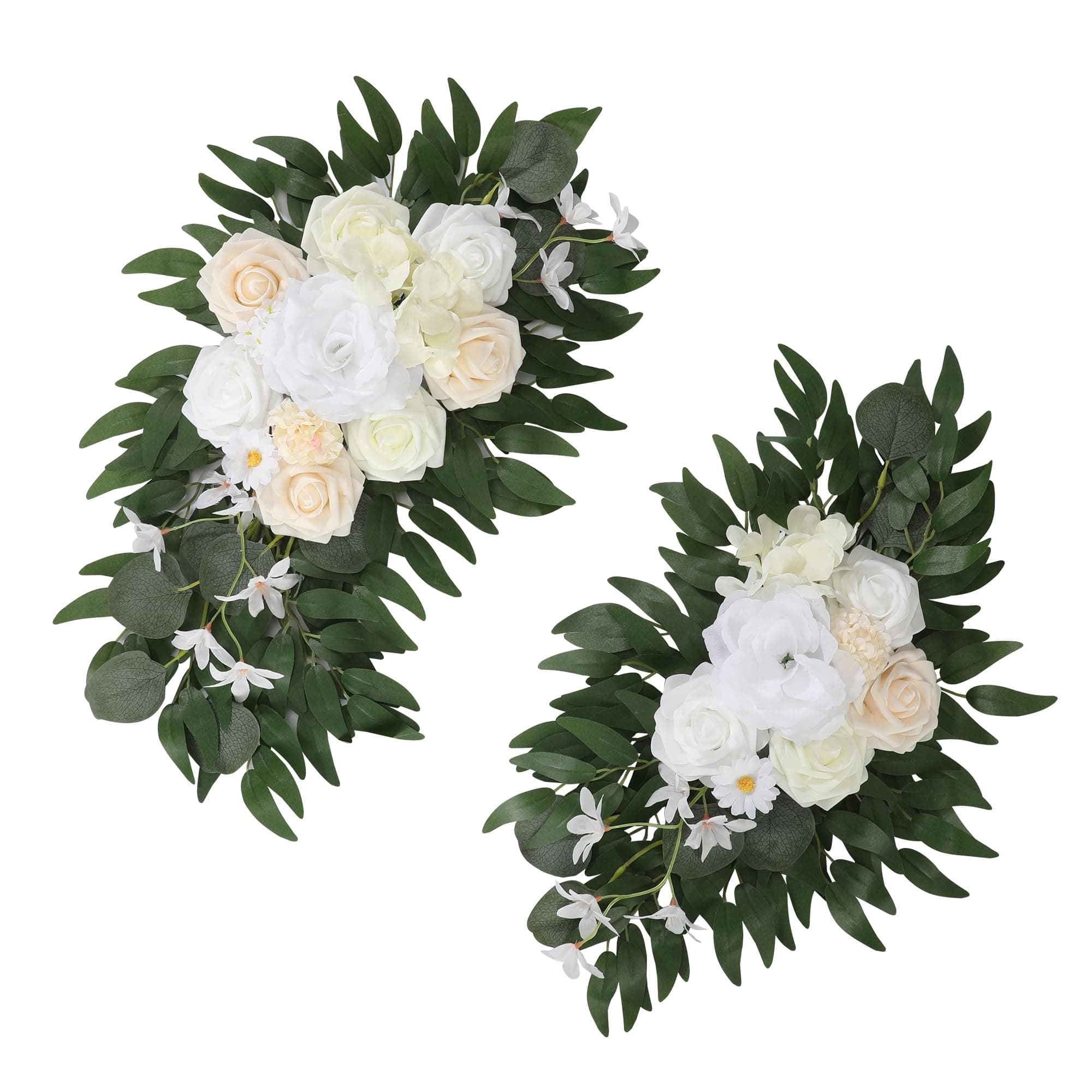 Artificial Flowers Arch Kit Party Decor Wedding Flower Set for DIY Wedding Festival Ceremony Events Welcome Sign Arrangements Reception Flowers for Decoration Backdrop Floral Decoration (Bai-1)