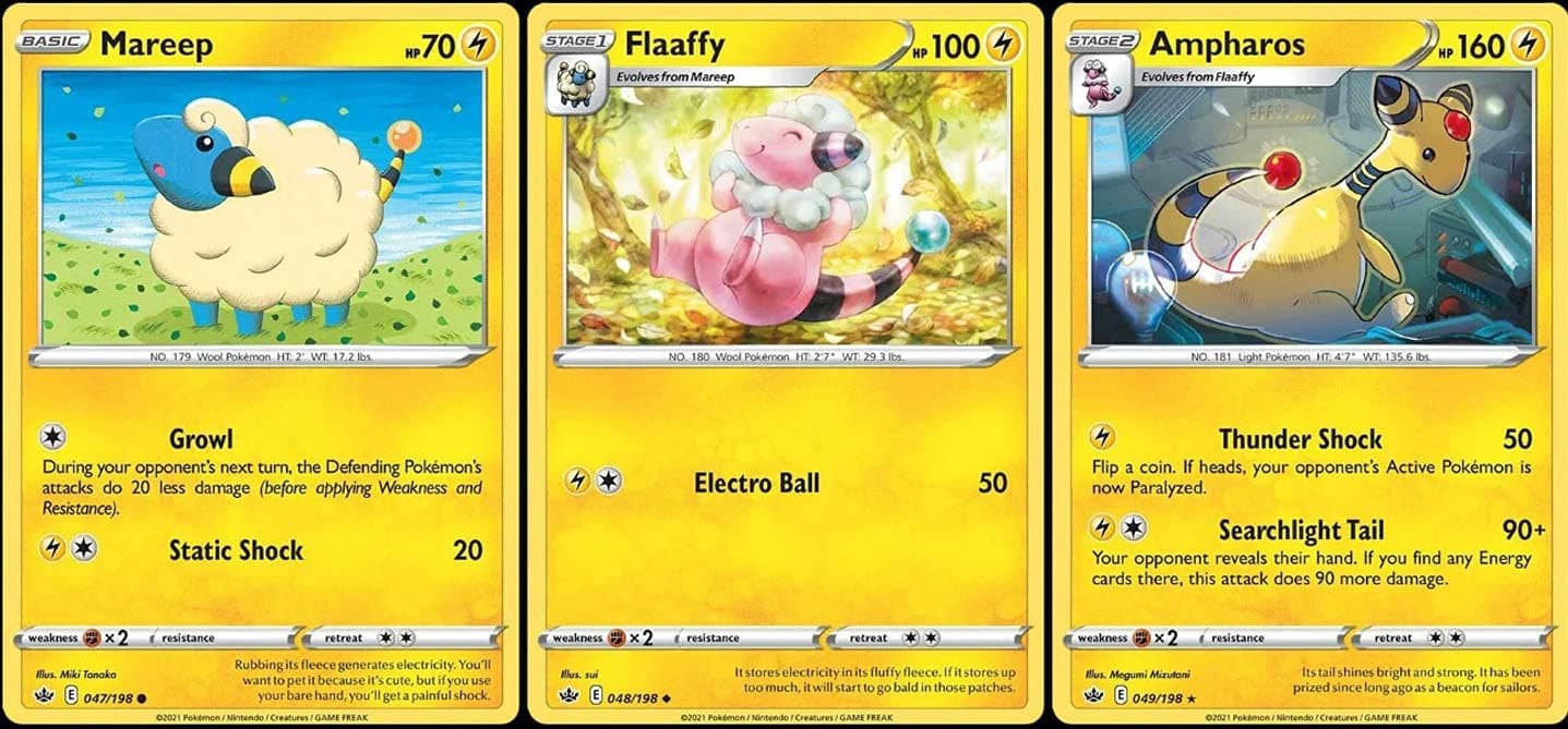 Ampharos 049/198 - Chilling Reign - Rare - Pokemon Evolution 3 Card Lot - Lightning Stage 2