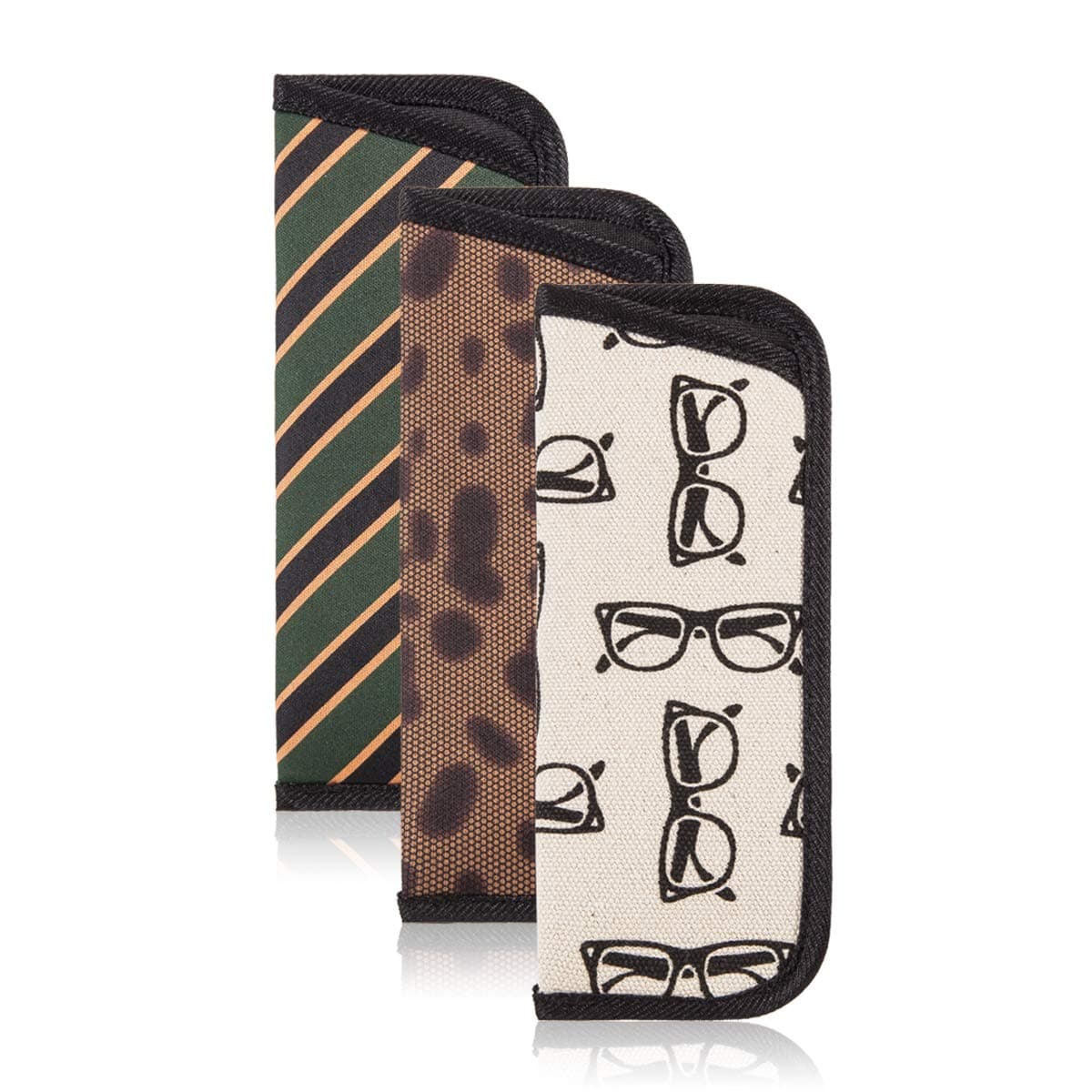 3 Pack Reading Glasses Pouch - Soft Eyeglasses Bag Portable Cloth Eyewear Case