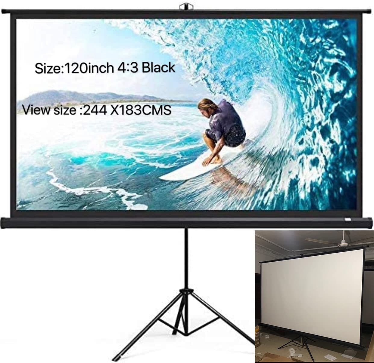 – dod_uae 4K with Wrinkle-Free Design HD Projector Screen with Stand (4:3 120in)