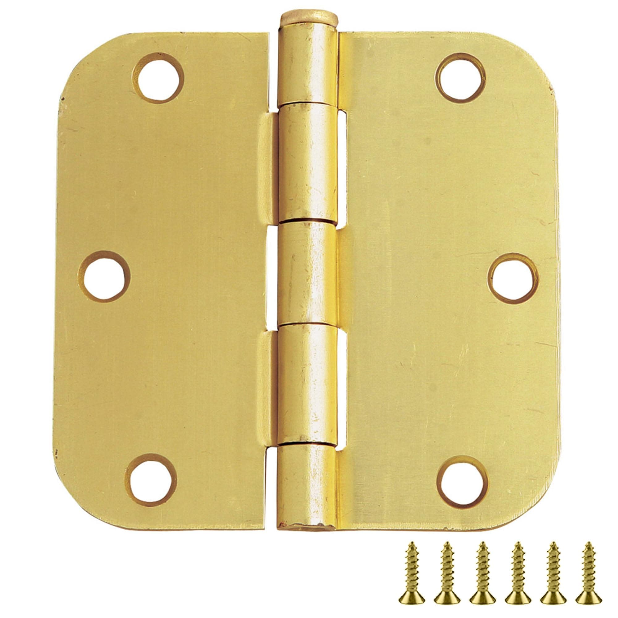 Design House 10-Pack 3.5-Inch x 3.5-Inch Interior Door Hinges with 5/8-Inch Radius, Satin Brass, Heavy Duty Steel Construction, Left- or Right-Handed – Design House, 181404