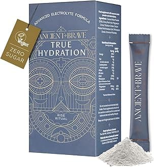 Ancient + Brave True Hydration - Electrolyte Powder 15 x 6g Sachets - Magnesium, Potassium, Chromium - Coconut Water Blend for Morning Replenishment, Post Workout Recovery - Vegan, Natural Flavor
