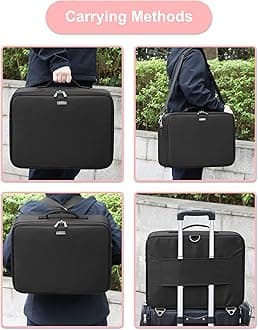 Relavel Extra Large Makeup Case Professional Cosmetic Storage Organizer Box Brush Holder with 8 Clear Set Bags & Lipstick Plate for Makeup Artists with Shoulder Strap & Adjustable Dividers