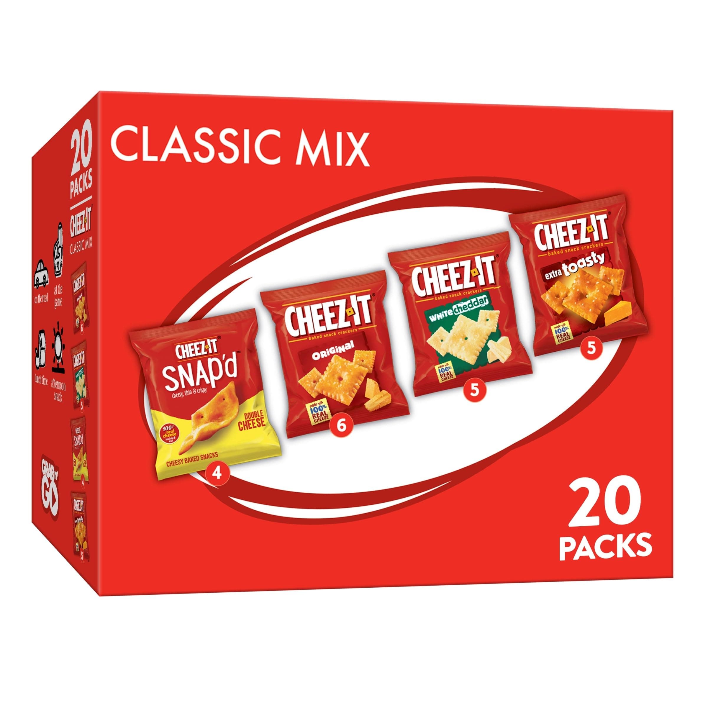 Cheese Crackers, Baked Snack Crackers, Lunch Snacks, Grab n' Go, Variety Pack, 19.1oz Box (20 Packs)