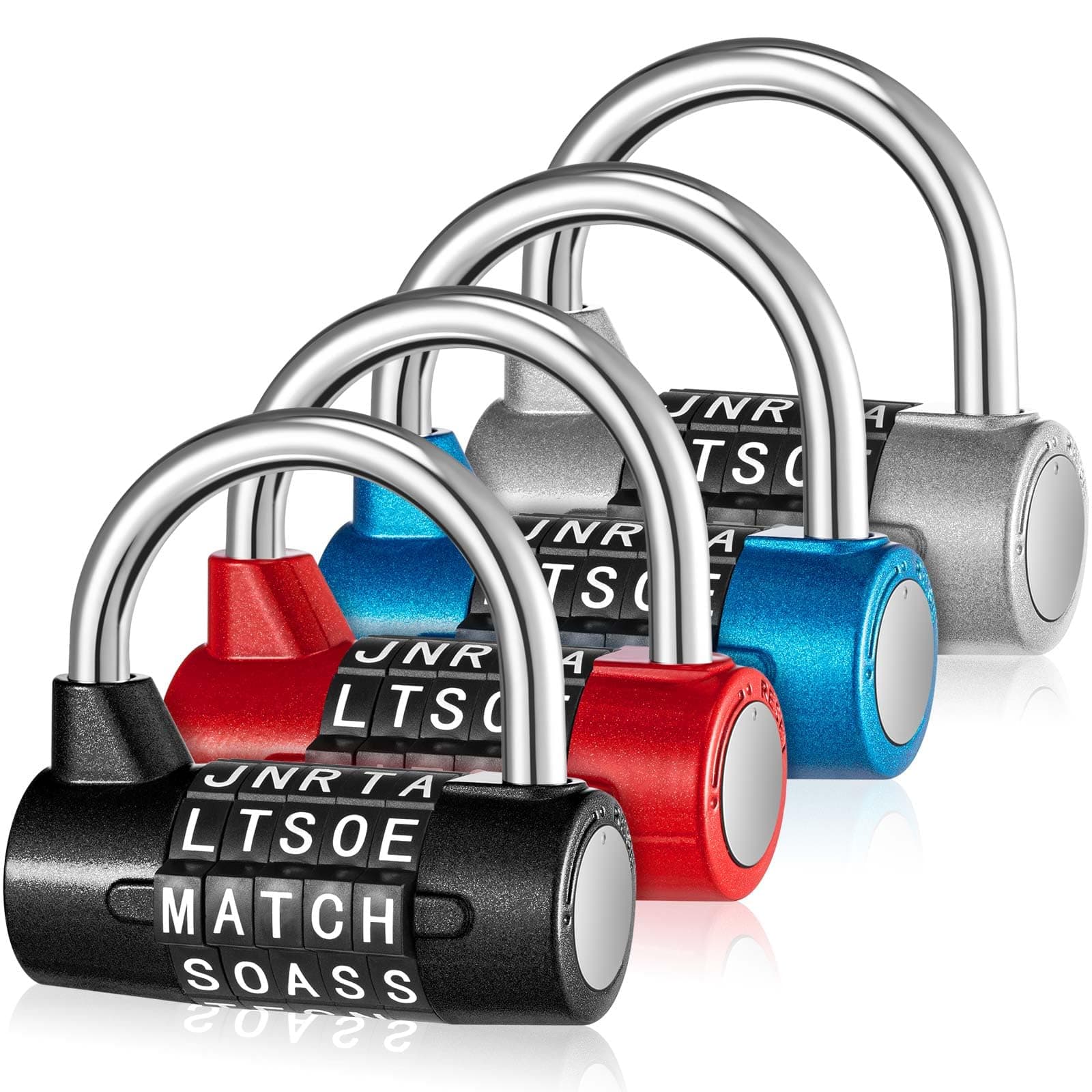 Shimeyao 4 Pcs Heavy Duty Gym Locker Lock 5 Digit Combination Lock for Locker Keyless Resettable Lock Your Own Word 5 Letter Lock Safety Padlock for School Gym Locker Toolbox Hasp Cabinet Storage