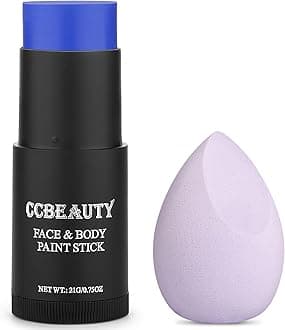 Blue Face Paint Stick,Face Painting Kit,Non Toxic SFX Makeup For Avatar Corpse Bride Halloween Costume Cosplay,Professional Body Paint Kit,Full Coverage Painting Foundation With Makeup Sponge
