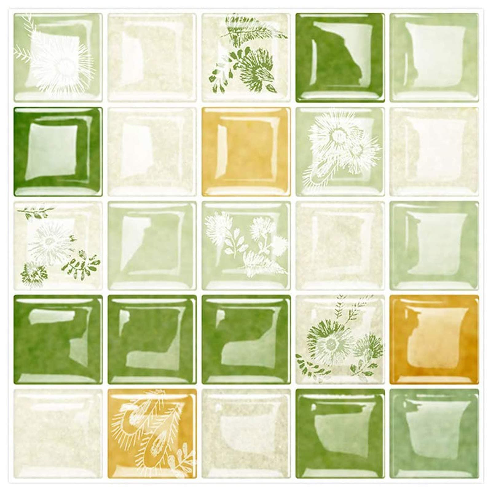 Green Peel and Stick Tile Backsplash, Decorative Peel and Stick Tile Stickers, Stick on Tiles for Backsplash (10"x10", 6 Sheets)