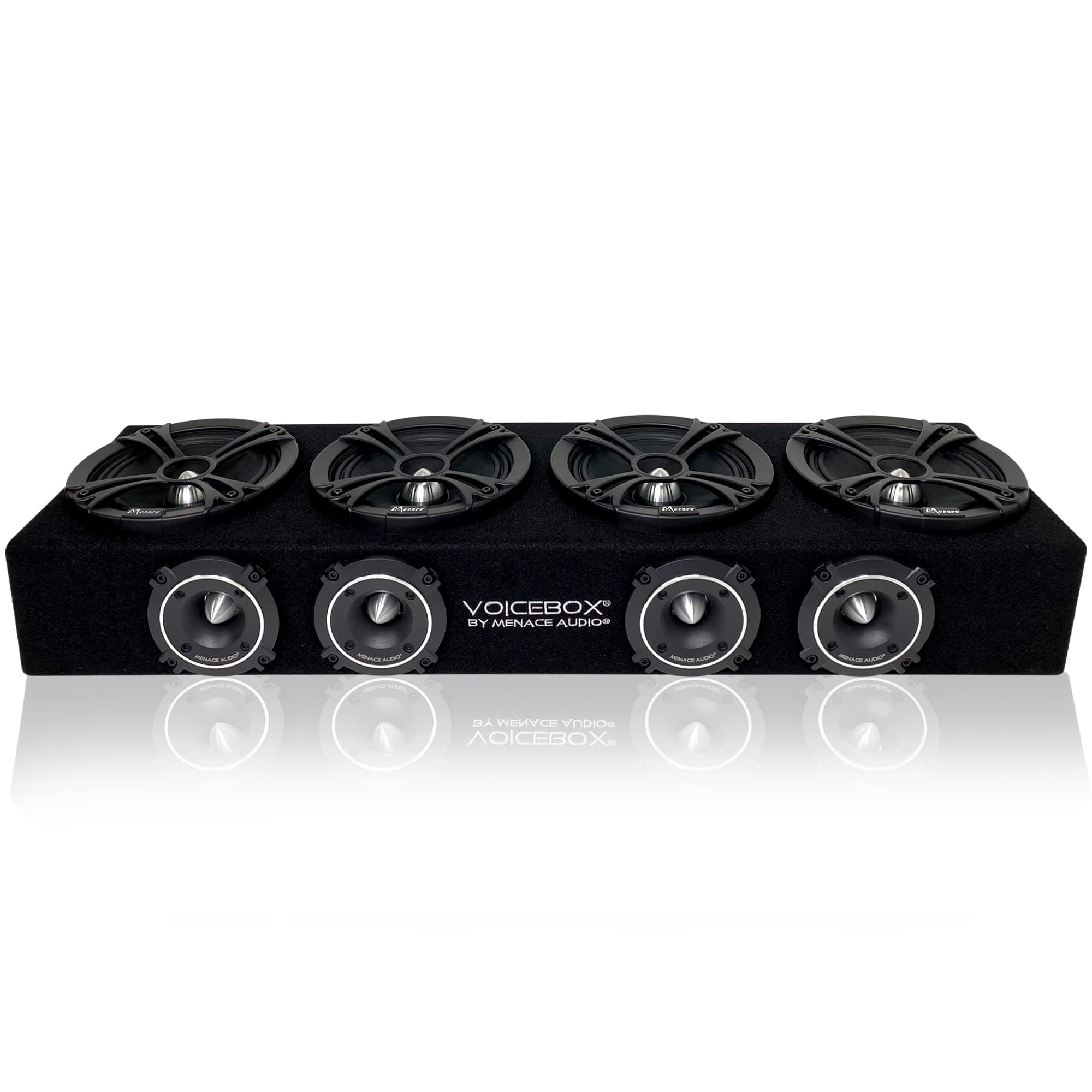 Menace Audio Car Audio Midrange Enclosure 4 x 6.5 2000Watts VOICEBOX® by ® (MA-VB6525-4S) Silver
