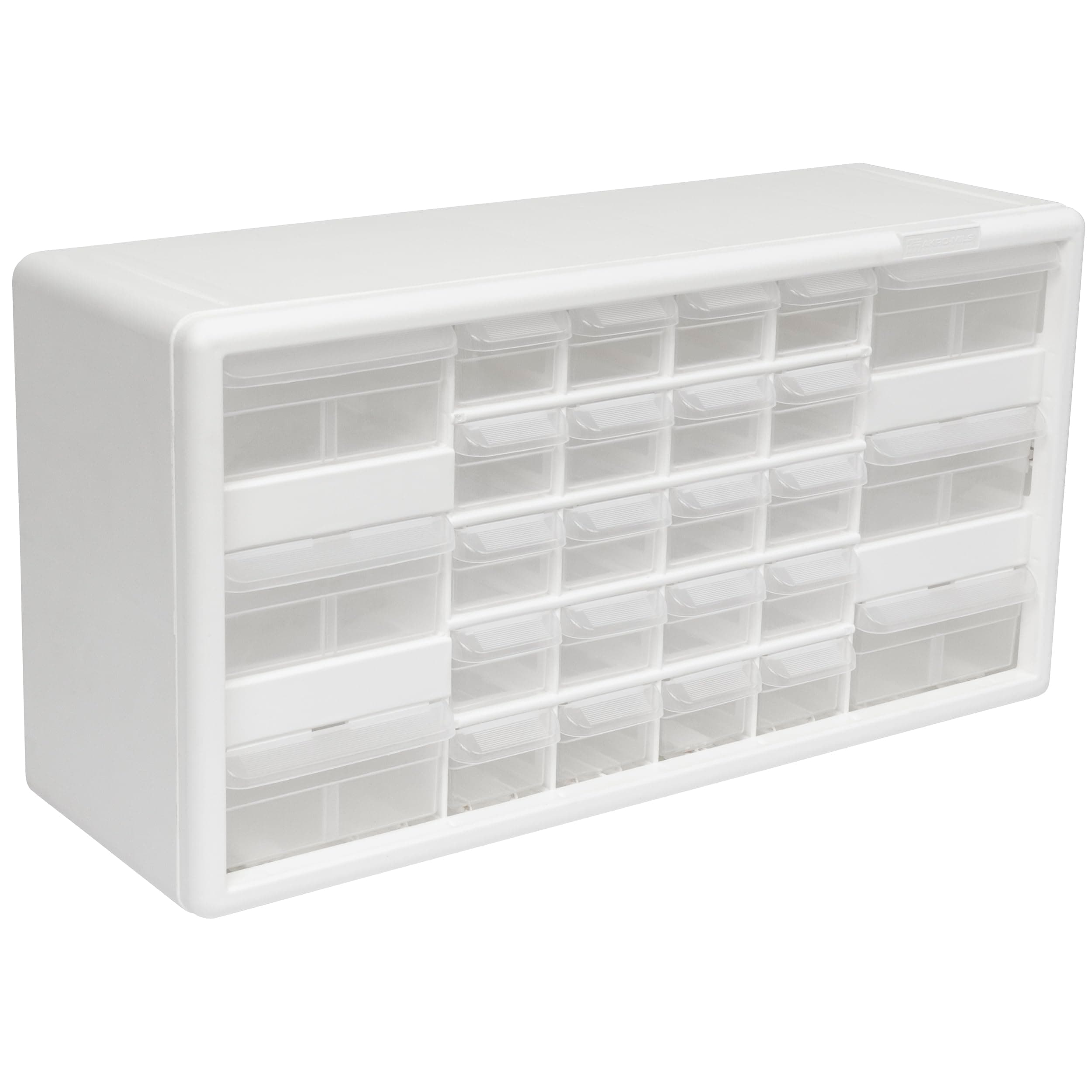 10126 26-Drawer Plastic Drawer Storage Cabinet for Garage Organization, Bead Organizer, Lego Storage, Teacher Toolbox, Makeup Organizer, and More, 20-Inch W x 6-Inch D x 10-Inch H, White