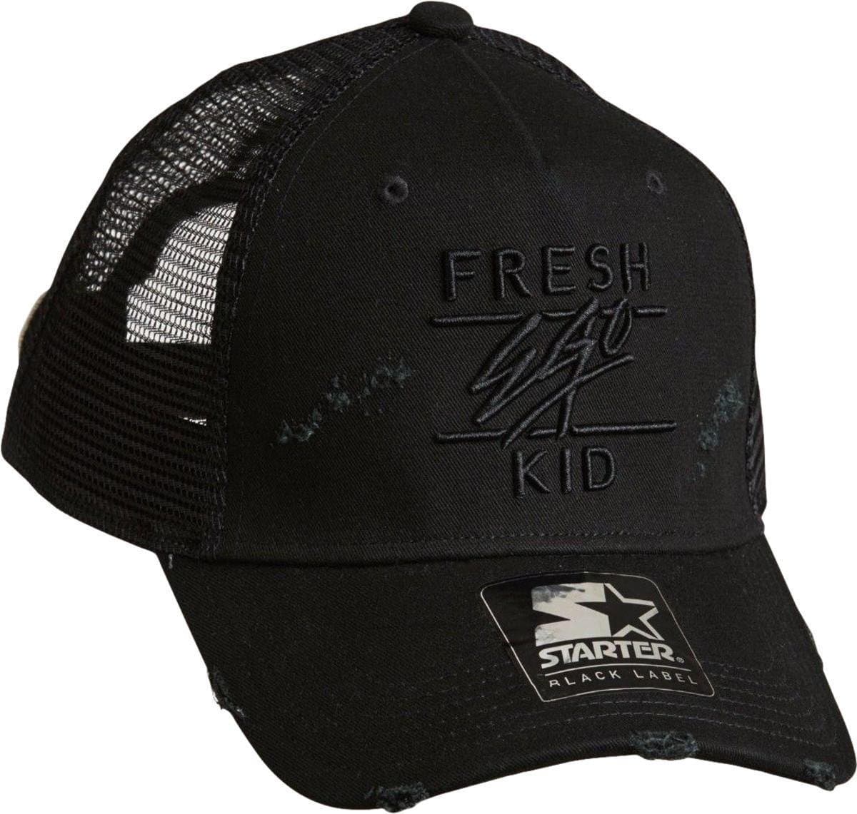 Fresh Ego Kid Ripped Mesh Trucker Snapback Baseball Cap Black