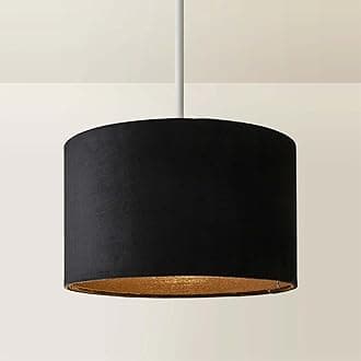 MiniSun | Small Modern Black Velvet Drum Light Shade | Lamp Shades, Home Décor & Improvement Essential | 250mm Shade Width