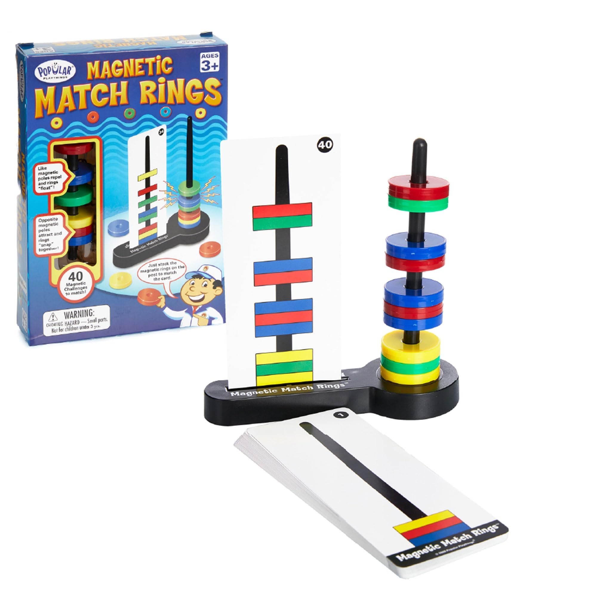Magnetic Match Rings, Stacking and Matching Magnets Game for Kids, Stem Magnet Movers Learning Toy with 40 Challenges