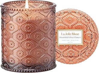 LA JOLIE MUSE Hearth & Velvet Flames Candle - Saffron, Clove, Vanilla | 6 oz Natural Soy Wax | 40 Hours Clean Burn | Elegant Home Décor | Gift-Ready for Hosts & Gatherings