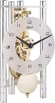 Hermle 23022X40721 Lakin Triangular Table Clock - Silver with Glass Dial & Brass Pendulum