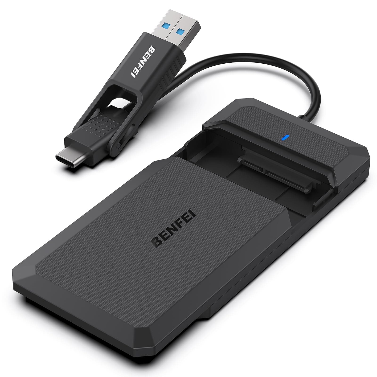 BENFEI 2.5 Inch SATA to USB Tool-Free External Hard Drive Enclosure, USB Type-C/Type-A to SATA Compatible (Optimized for SSD, Supports UASP)