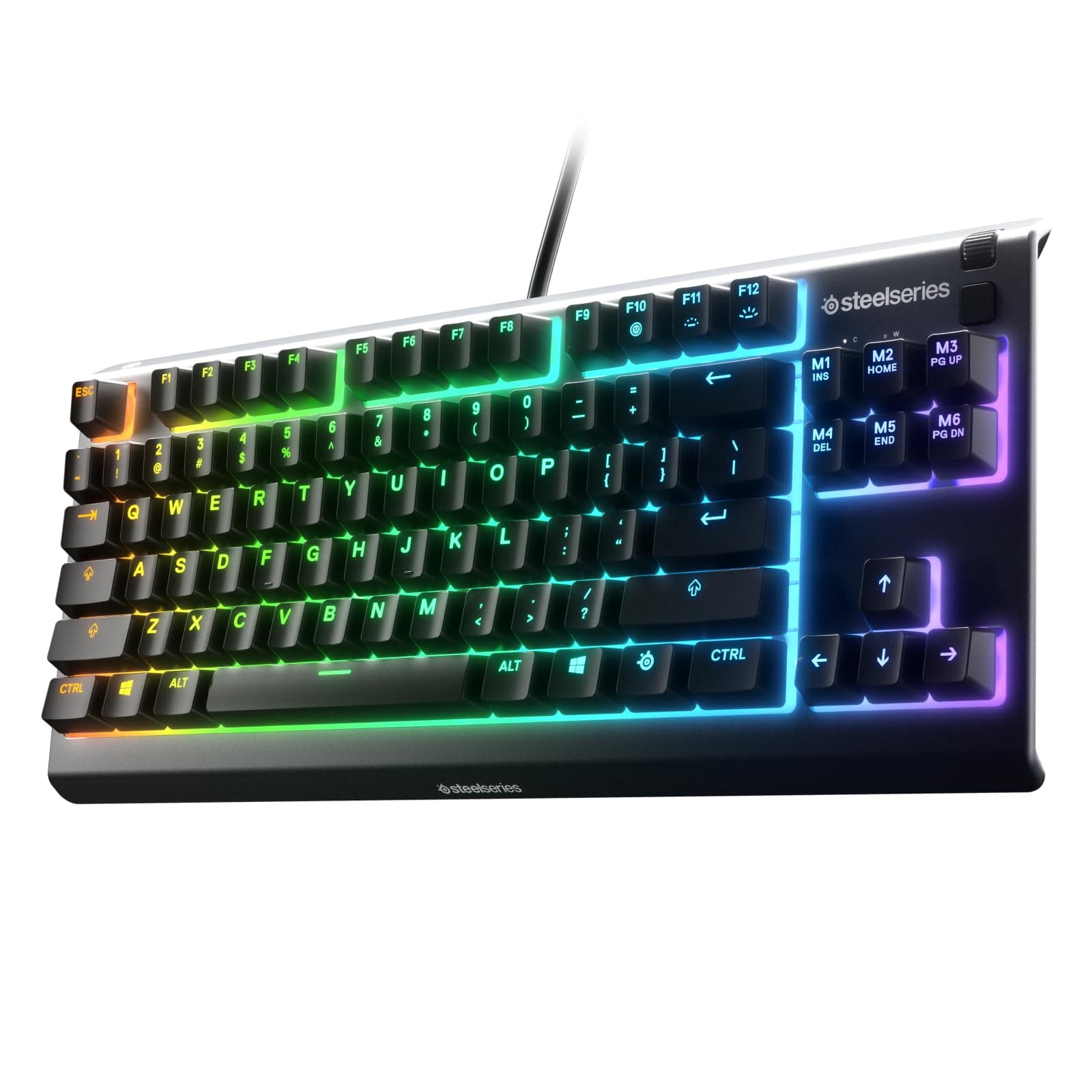 SteelSeries Apex 3 TKL RGB Gaming Keyboard Tenkeyless Compact Form Factor 8 Zone RGB Illumination IP32 Water & Dust Resistant Whisper Quiet Gaming Switch Gaming Grade Anti Ghosting, Black, 12167