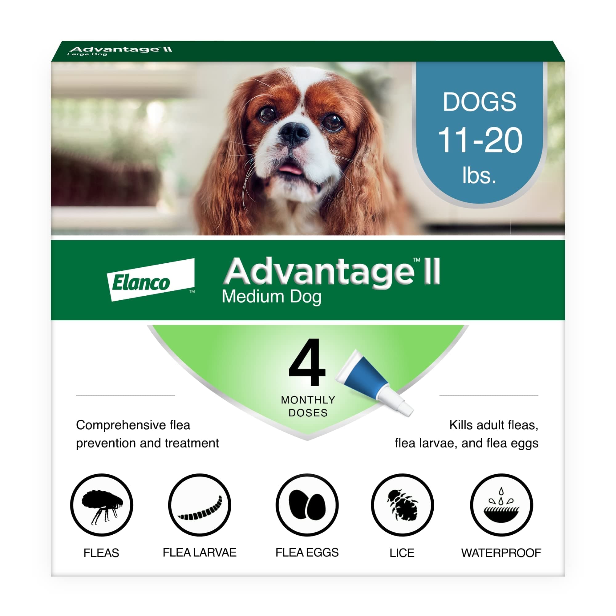 II Medium Dog Vet-Recommended Flea Treatment & Prevention | Dogs 11-20 lbs. | 4-Month Supply