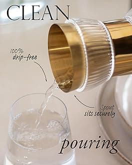 MAMEIDO Water Carafe 1.5 l, Glass Carafe with Pour spout & Sieve, Hand-Blown Water jug ​​with Noble Look for Special Occasions, carafes to give as a Gift (Crystal Silver)