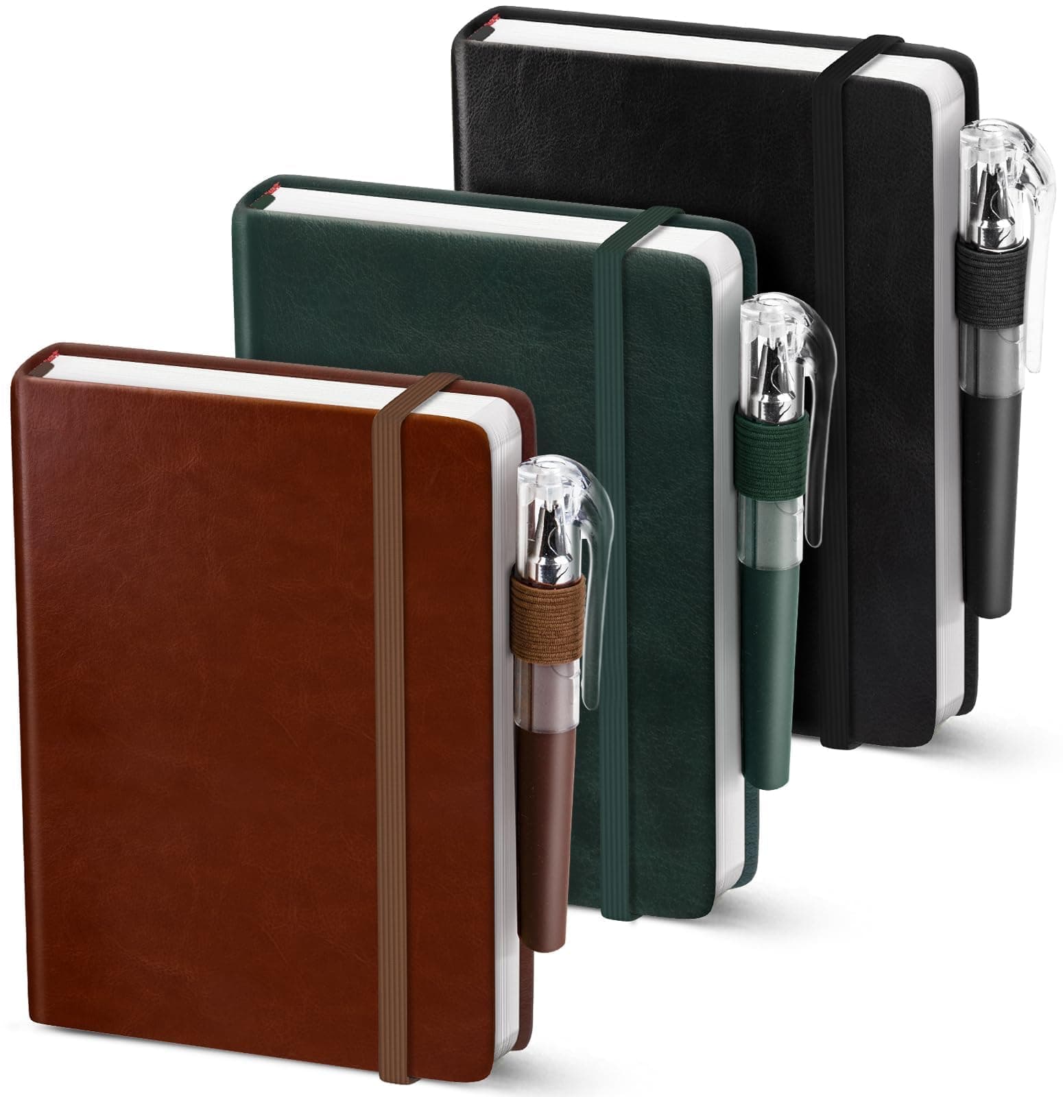 Oucaru Small Notebook College Ruled, 3 Pack (3 colors) 3.7x5.7 in Pocket Notebook Journaling Notebooks Mini Hardcover Lined Note Pads with Pens for Work Business Travel and Office Supplies