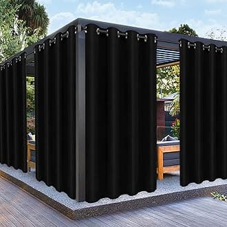 PureFit Outdoor Curtains for Patio Waterproof Weatherproof, UV Resistant Outside Curtains for Gazebo, Front Porch, Pergola, Sun Blocking Privacy Curtain, 52W x 95L inch, 1 Panel, Black