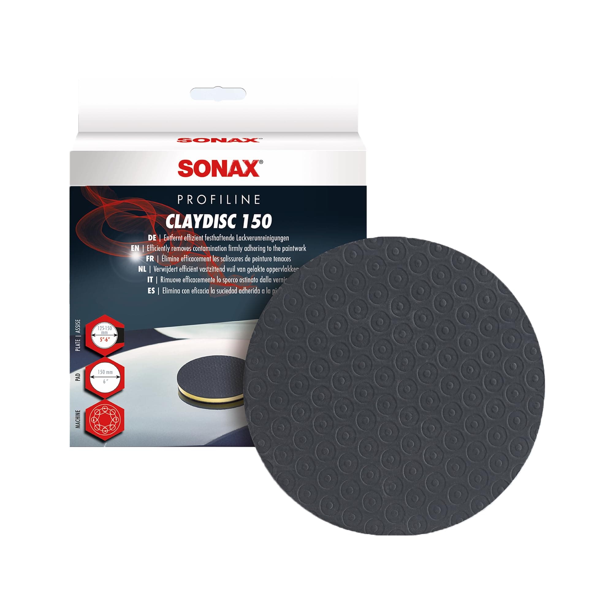 Clay Disc | Advanced Synthetic Clay Pad for Hand or Machine Use | Removes Overspray, Water Spots, Tree Sap & Brake Dust | Reusable, Long-Lasting & Fast-Acting Surface Prep | 451241 | 150mm