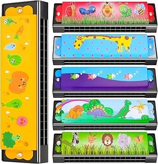 6 Styles Harmonica for Kids Lightweight Harmonicas with Double Row of 16 Holes Kids Harmonica Christmas Party Favors for Adult Beginners Musical Instrument Toy