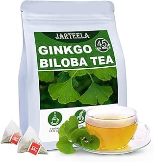 Jarteela - Ginkgo Biloba Tea Bags - 2g x 45 Count - Naturally Dried Ginkgo Biloba Leaves - Non-GMO - Caffeine-Free - Support Liver Health & Enhance Immunity
